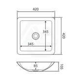 Fienza 420x420x105mm Classique Matt White Cast Stone Above Counter Basin