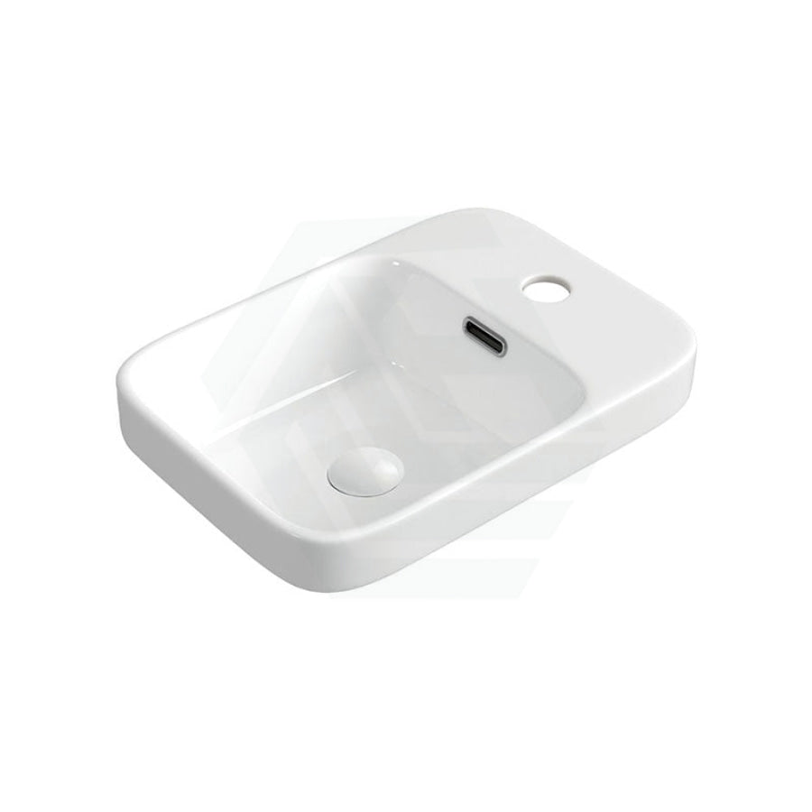 Fienza 433x303x55mm Petra Mini Inset Ceramic Basin Gloss White Rectangle Overflow Hole