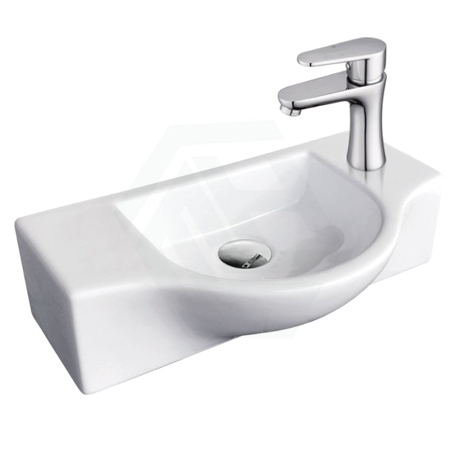 Fienza 440x245x122mm Charlotte Wall Hung Basin Ceramic Gloss White With One Tap Hole