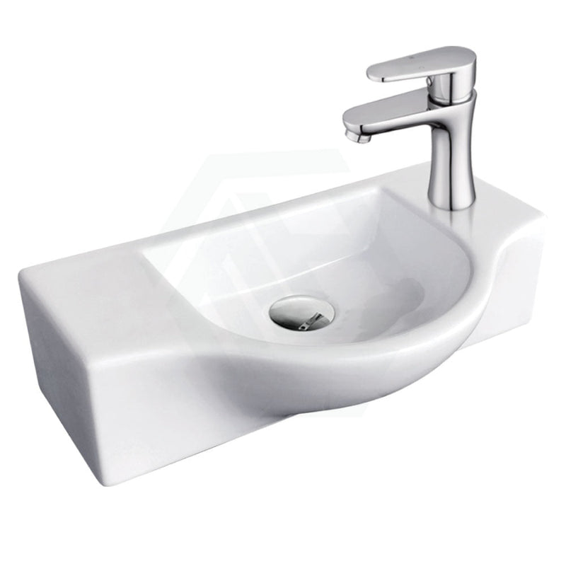 Fienza 440x245x122mm Charlotte Wall Hung Basin Ceramic Gloss White With One tap hole