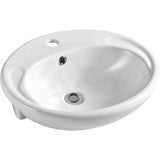 Fienza 515x430x175mm Micki Oval Gloss White Semi Recessed Ceramic Basin One Tap Hole
