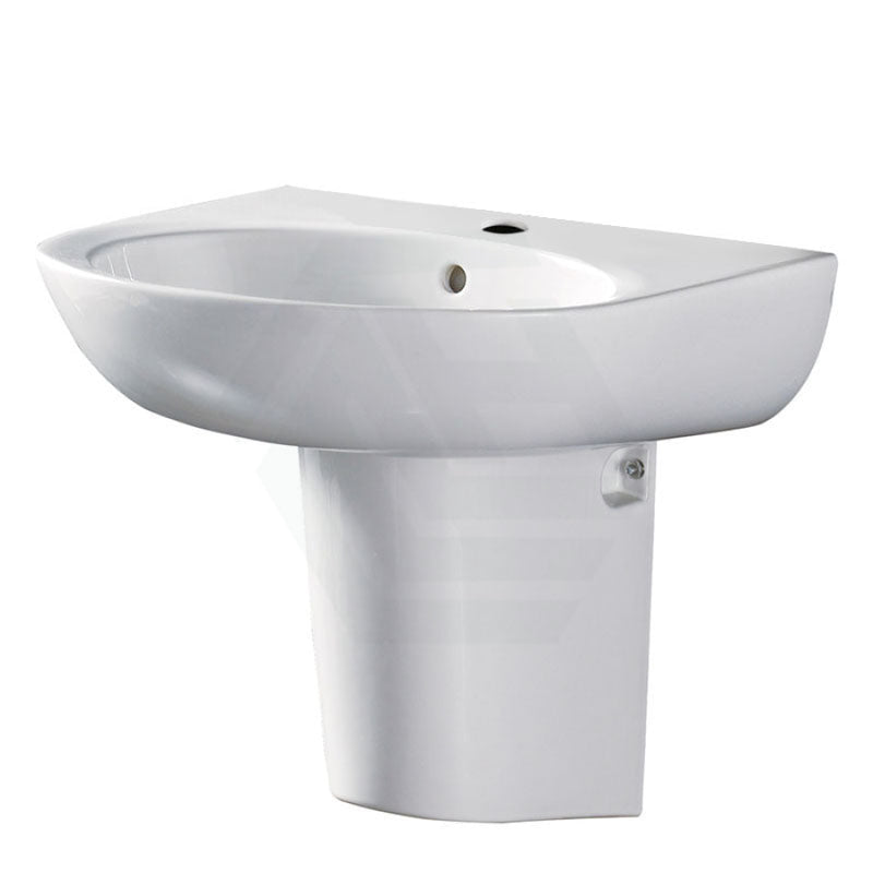 Fienza 560X440X145Mm Stella Care Wall Hung Gloss White Ceramic Basin With Integral Shroud 1 Or 3 Tap