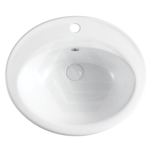 Fienza 565x480x218mm Lacy Gloss White Fully-Inset Ceramic Basin Oval Overflow Hole