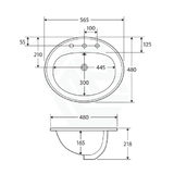Fienza 565x480x218mm Lacy Gloss White Fully-Inset Ceramic Basin Oval Overflow Hole