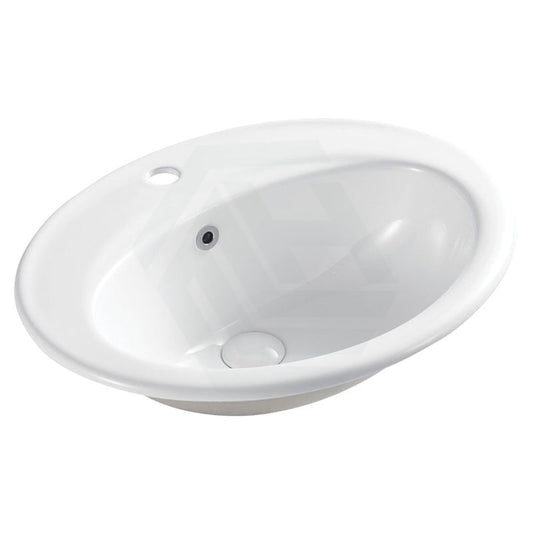 Fienza 565x480x218mm Lacy Gloss White Fully-Inset Ceramic Basin Oval Overflow Hole