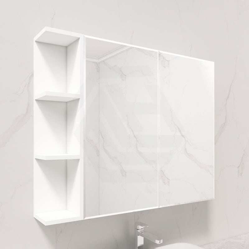600/750/900/1200Mm Bevel Edge Gloss White Mdf Board Mirror Shaving Cabinet 1 Side Shelf Cabinets