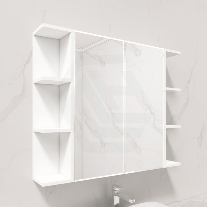 600/750/900/1200Mm Bevel Edge Gloss White Mdf Board Mirror Shaving Cabinet 2 Side Shelves Cabinets