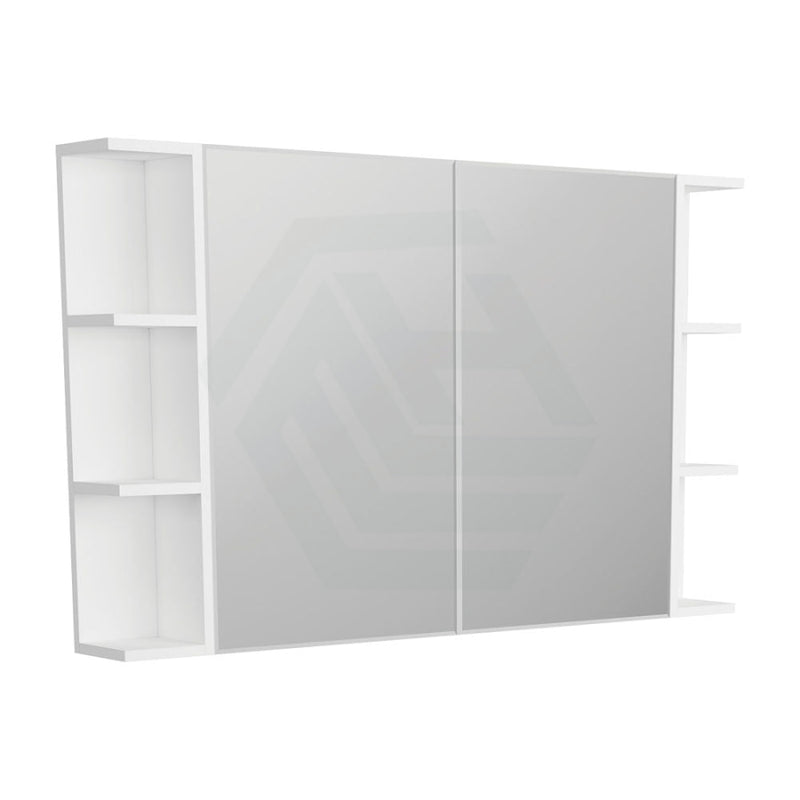 600/750/900/1200mm Bevel Edge Gloss White MDF board Mirror Shaving Cabinet 2 Side Shelves