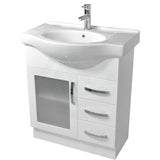 Fienza 400/600/750/900/1200Mm Freestanding Kickboard Vanity Glass Door Gloss White Mdf Board 