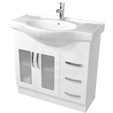 Fienza 400/600/750/900/1200Mm Freestanding Kickboard Vanity Glass Door Gloss White Mdf Board 