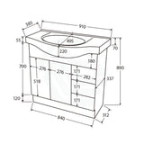Fienza 400/600/750/900/1200Mm Freestanding Kickboard Vanity Glass Door Gloss White Mdf Board 