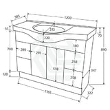 Fienza 400/600/1200Mm Freestanding Kickboard Vanity Gloss White Mdf Board With Single Bowl Ceramic