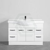 Fienza 400/600/1200Mm Freestanding Kickboard Vanity Gloss White Mdf Board With Single Bowl Ceramic
