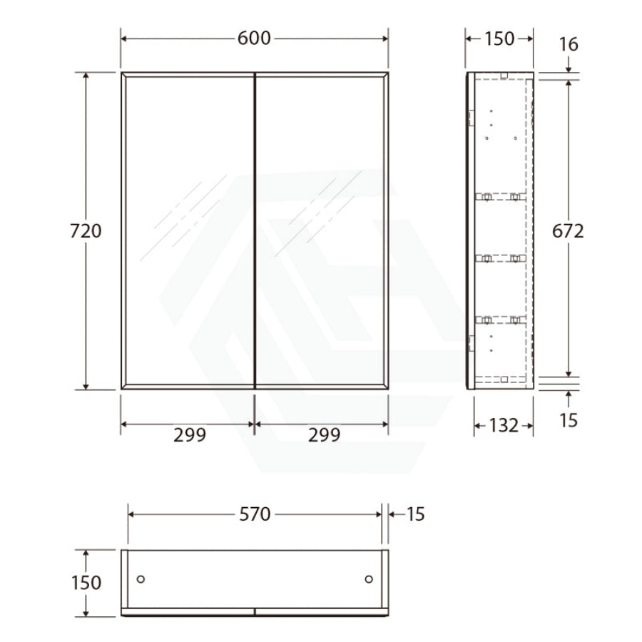 450/600/750/900/1200/1500Mm Wall Hung Mdf Shaving Cabinet White Bevel Mirror For Bathroom 600Mm