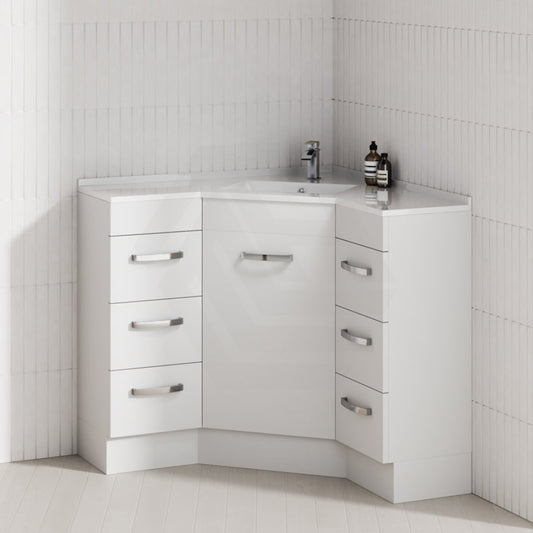 Fienza 600/900Mm Corner Vanity Gloss White E0 Board Freestanding Kickboard Cabinet For Bathroom