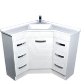 600/900mm Corner Vanity Gloss White E0 Board Freestanding Kickboard Cabinet for Bathroom