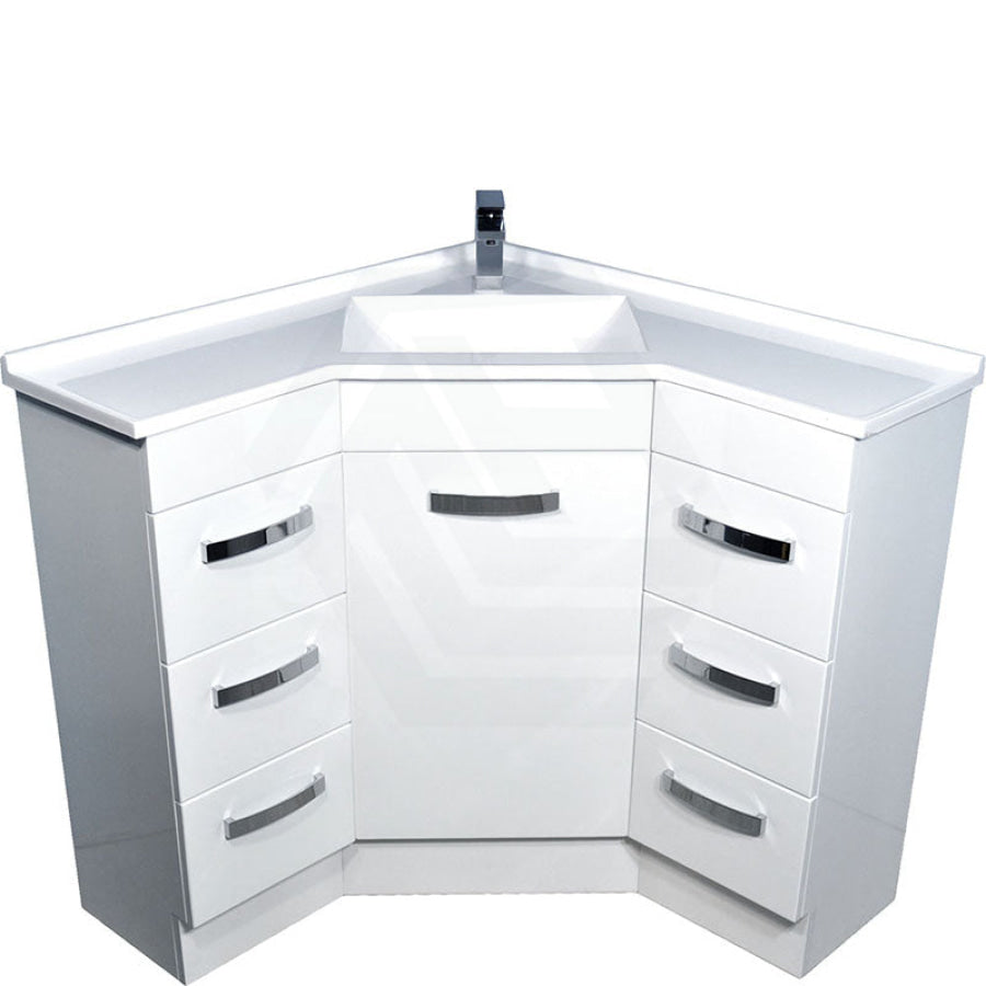 600/900mm Corner Vanity Gloss White E0 Board Freestanding Kickboard Cabinet for Bathroom