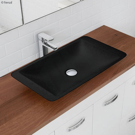Fienza 600x345x105mm Classique Matt Black Cast Stone Above Counter Basin
