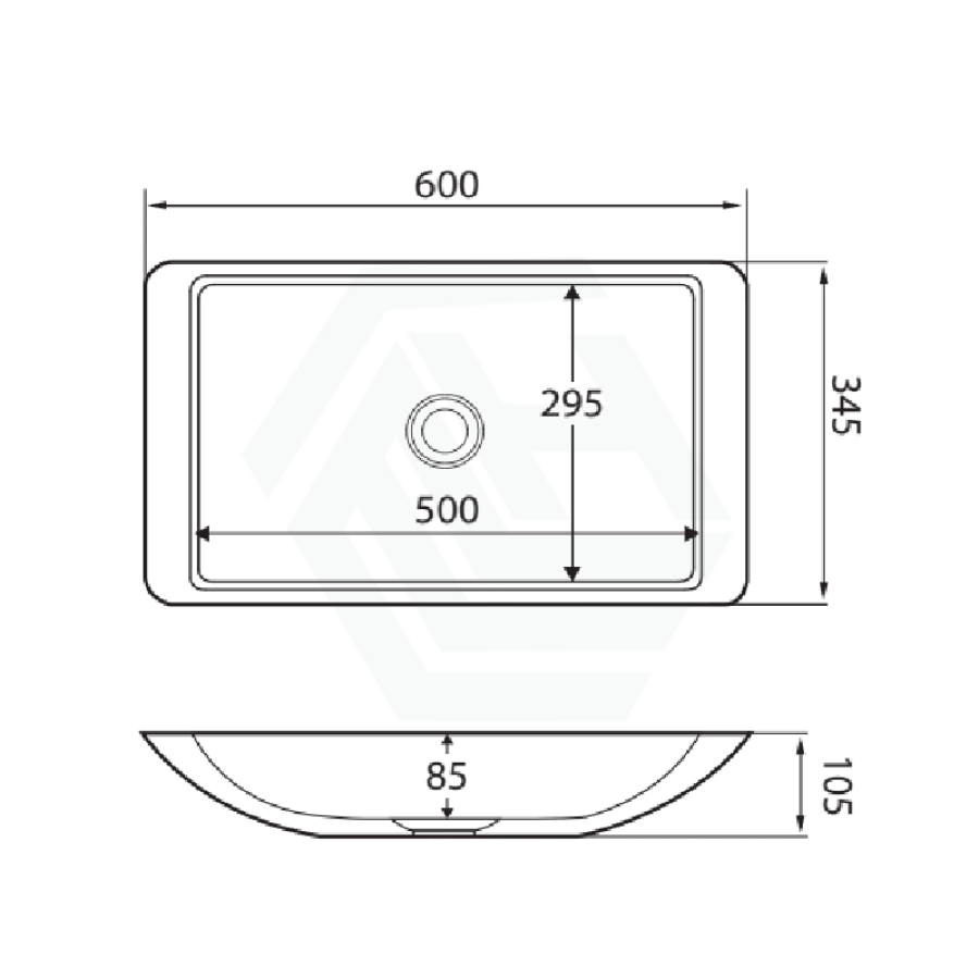 Fienza 600x345x105mm Classique Matt White Cast Stone Above Counter Basin