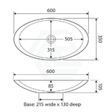 Fienza 600x350x105mm Bahama Matt Black Cast Stone Above Counter Basin