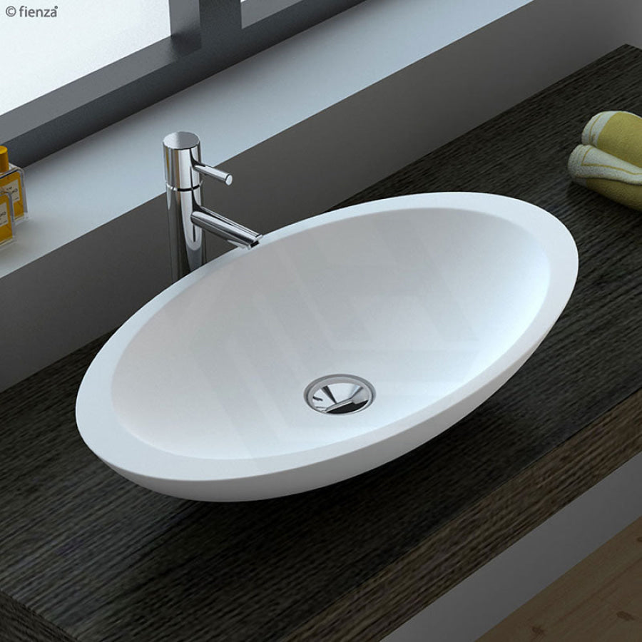 Fienza 600x350x105mm Bahama Matt White Cast Stone Above Counter Basin