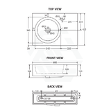 Fienza 600x425x150mm Reba Rectangle Gloss White Wall Hung Ceramic Left / Right Bowl Basin