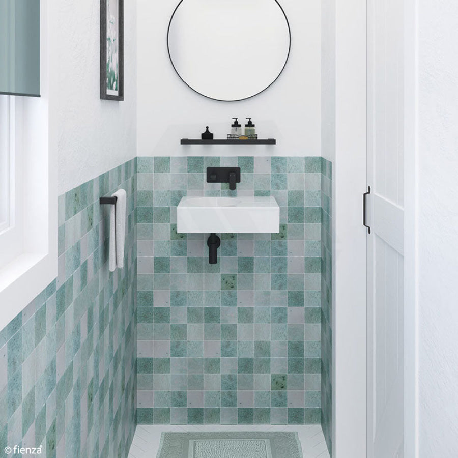 Fienza 600x425x150mm Reba Rectangle Gloss White Wall Hung Ceramic Left / Right Bowl Basin