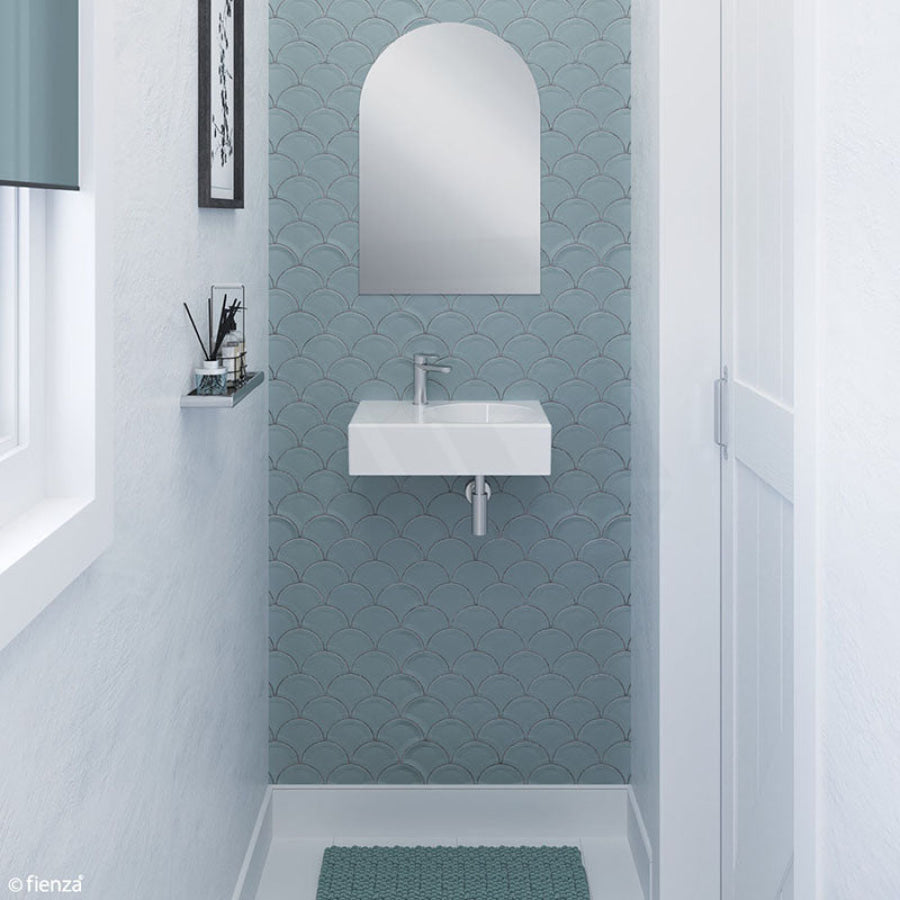 Fienza 600x425x150mm Reba Rectangle Gloss White Wall Hung Ceramic Left / Right Bowl Basin