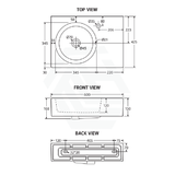Fienza 600x425x150mm Reba Rectangle Gloss White Wall Hung Ceramic Left / Right Bowl Basin