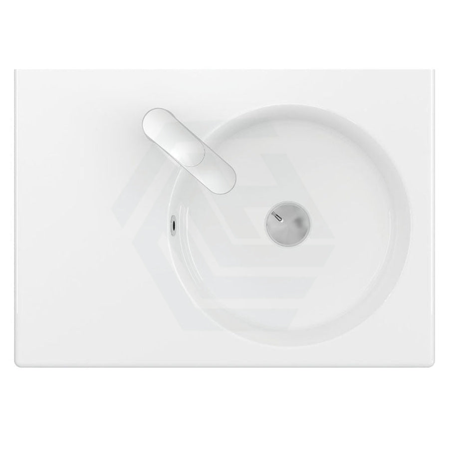 Fienza 600x425x150mm Reba Rectangle Gloss White Wall Hung Ceramic Left / Right Bowl Basin