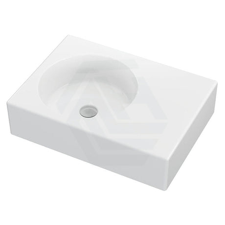 Fienza 600x425x150mm Reba Rectangle Gloss White Wall Hung Ceramic Left / Right Bowl Basin