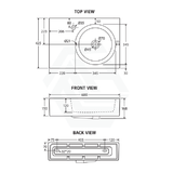 Fienza 600x425x150mm Reba Rectangle Gloss White Wall Hung Ceramic Left / Right Bowl Basin