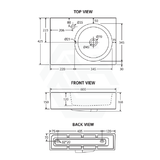 Fienza 600x425x150mm Reba Rectangle Gloss White Wall Hung Ceramic Left / Right Bowl Basin