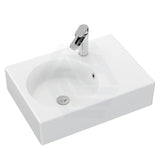 Fienza 600x425x150mm Reba Rectangle Gloss White Wall Hung Ceramic Left / Right Bowl Basin