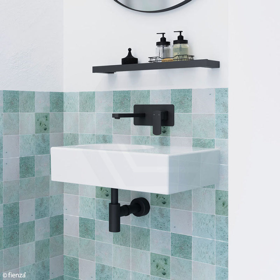 Fienza 600x425x150mm Reba Rectangle Gloss White Wall Hung Ceramic Left / Right Bowl Basin