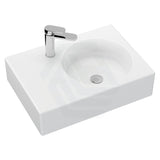 Fienza 600x425x150mm Reba Rectangle Gloss White Wall Hung Ceramic Left / Right Bowl Basin