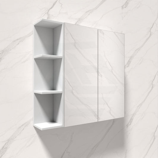 Fienza 750/900/1050/135Mm Pencil Edge Gloss White Mdf Board Mirror Shaving Cabinet 1 Side Shelf