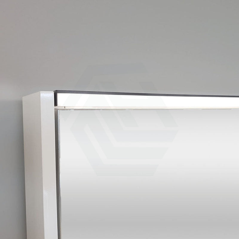 Fienza 750/900/1200Mm Led Pencil Edge Mirror Cabinet With Display Shelf Gloss White Shaving Cabinets