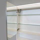 Fienza 750/900/1200Mm Led Pencil Edge Satin White Mirror Cabinet With Display Shelf Shaving Cabinets