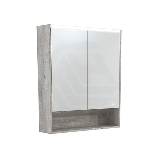 Fienza 750/900/1200Mm Led Pencil Edge Industrial Mirror Cabinet With Display Shelf Shaving Cabinets