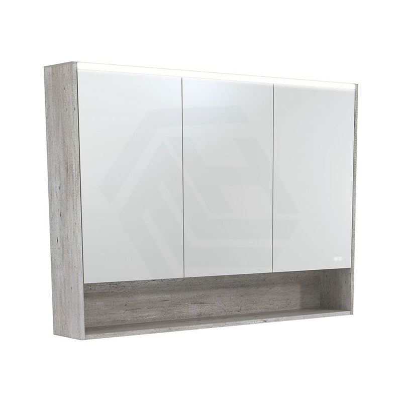 Fienza 750/900/1200Mm Led Pencil Edge Industrial Mirror Cabinet With Display Shelf Shaving Cabinets