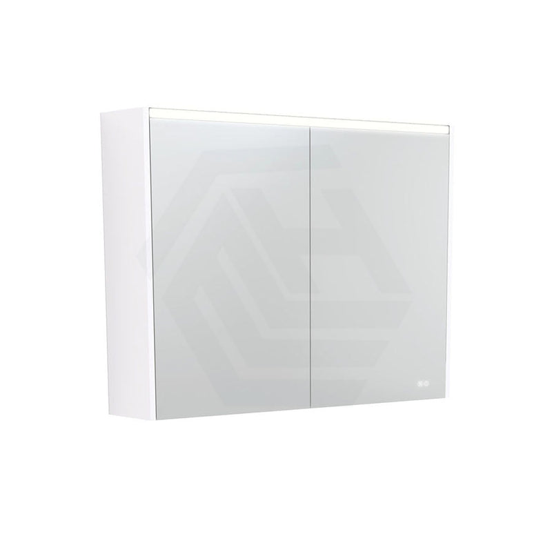 Fienza 750/900/1200Mm Led Pencil Edge Mirror Cabinet With Gloss White Side Panels Shaving Cabinets