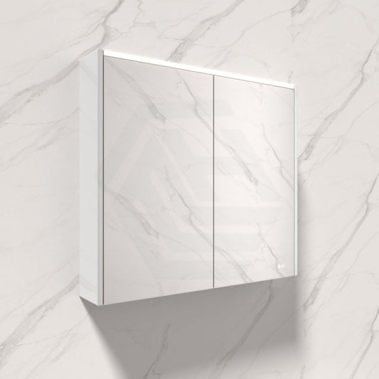 Fienza 750/900/1200Mm Led Pencil Edge Mirror Cabinet With Gloss White Side Panels Shaving Cabinets