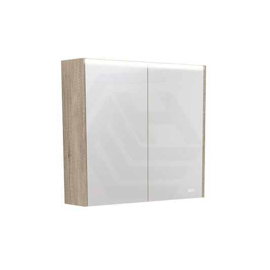 Fienza 750/900/1200Mm Led Pencil Edge Mirror Cabinet With Scandi Oak Side Panels Shaving Cabinets