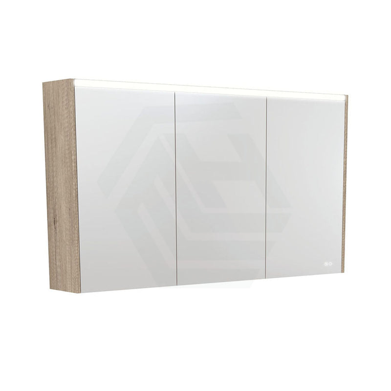 Fienza 750/900/1200Mm Led Pencil Edge Mirror Cabinet With Scandi Oak Side Panels Shaving Cabinets