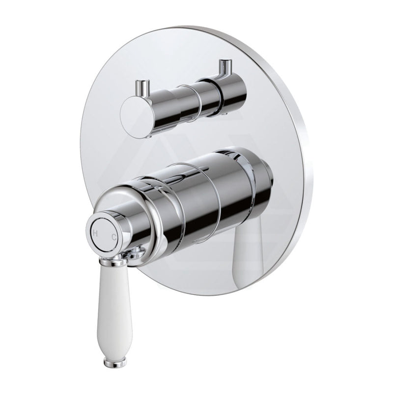 Fienza Eleanor Wall Diverter Mixer Chrome Ceramic Handle Available White Mixers With