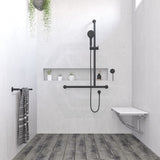 Fienza Hustle Care Matt Black Inverted T Rail Shower Left/Right Hand With Handheld