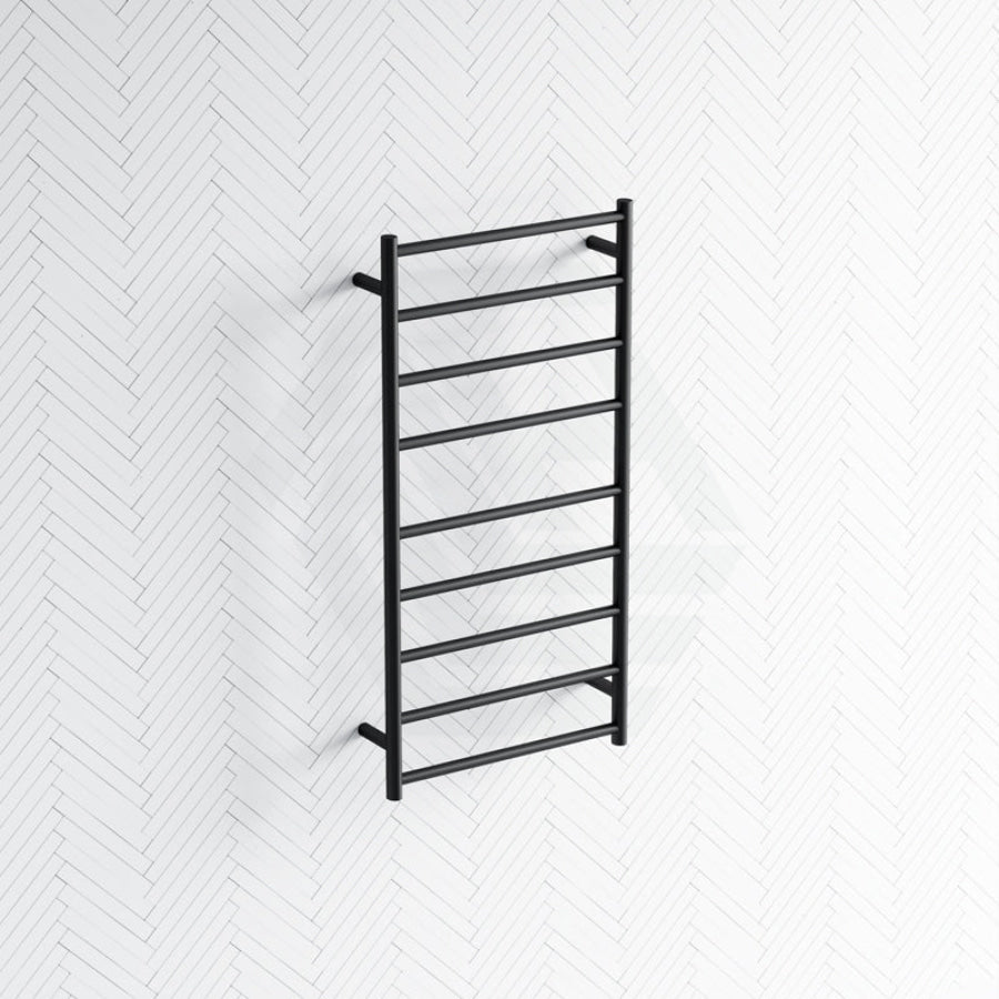 Fienza Isabella Matte Black Heated Towel Rail 600 X 1200Mm 9 Bars Rails