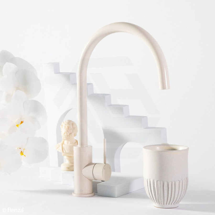 Fienza Kaya Sink Mixer Warm White Gloss Swivel Mixers