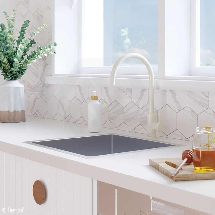 Fienza Kaya Sink Mixer Warm White Gloss Swivel Mixers